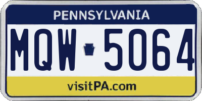 PA license plate MQW5064