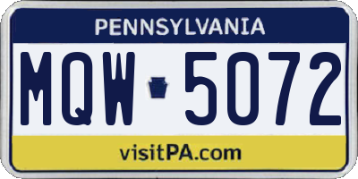 PA license plate MQW5072
