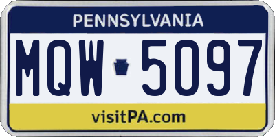 PA license plate MQW5097