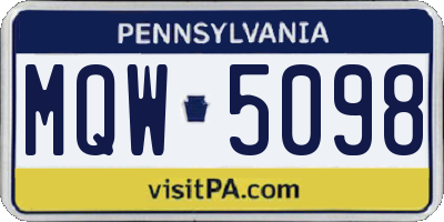 PA license plate MQW5098