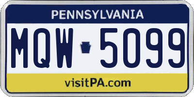 PA license plate MQW5099