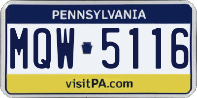 PA license plate MQW5116