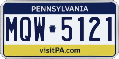 PA license plate MQW5121