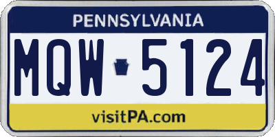 PA license plate MQW5124