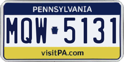 PA license plate MQW5131