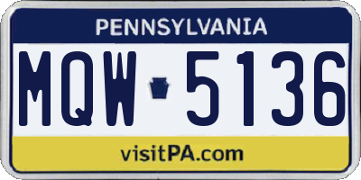 PA license plate MQW5136