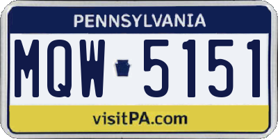 PA license plate MQW5151