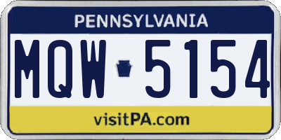 PA license plate MQW5154