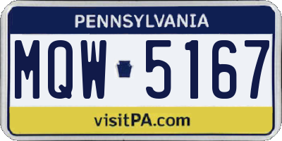 PA license plate MQW5167