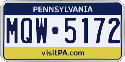 PA license plate MQW5172