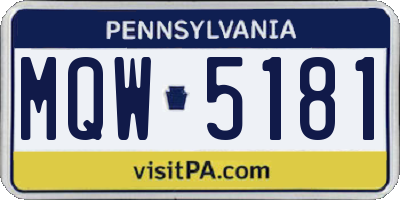 PA license plate MQW5181