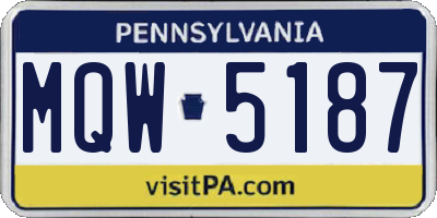 PA license plate MQW5187