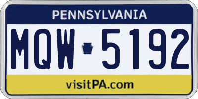 PA license plate MQW5192