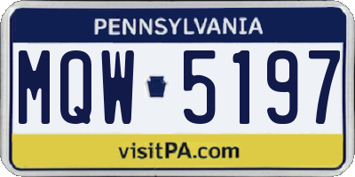PA license plate MQW5197