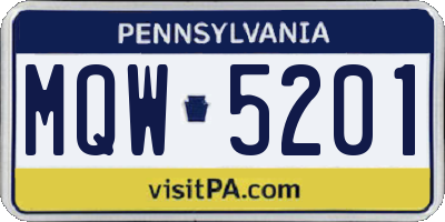 PA license plate MQW5201