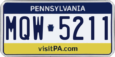 PA license plate MQW5211