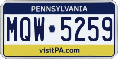 PA license plate MQW5259