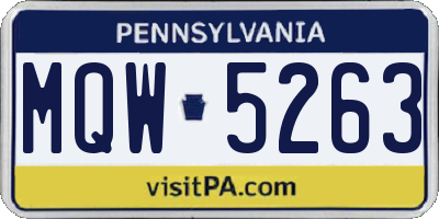 PA license plate MQW5263