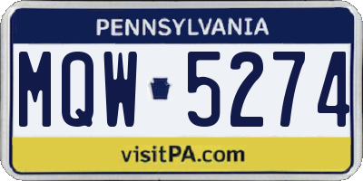 PA license plate MQW5274