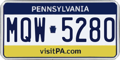 PA license plate MQW5280