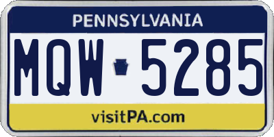 PA license plate MQW5285