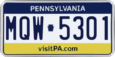 PA license plate MQW5301