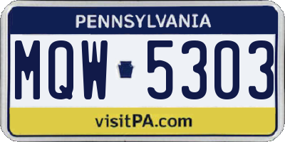 PA license plate MQW5303