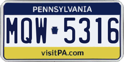 PA license plate MQW5316