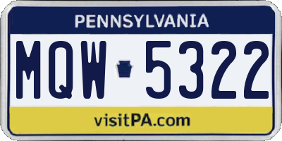 PA license plate MQW5322