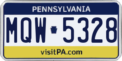PA license plate MQW5328