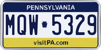 PA license plate MQW5329