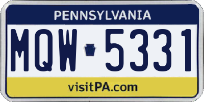PA license plate MQW5331