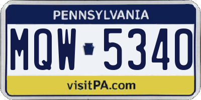 PA license plate MQW5340
