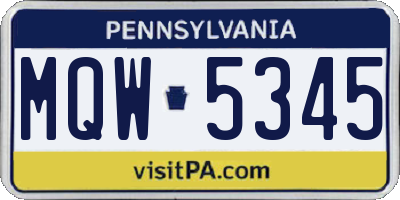 PA license plate MQW5345