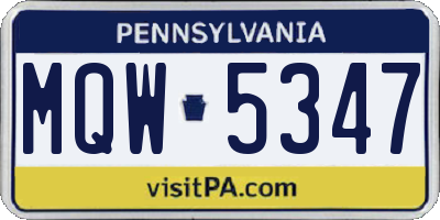 PA license plate MQW5347
