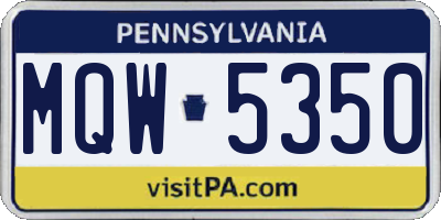 PA license plate MQW5350