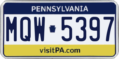 PA license plate MQW5397