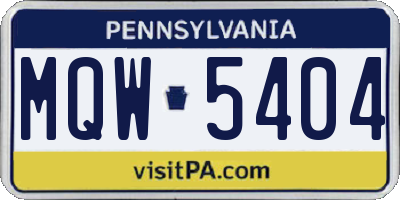 PA license plate MQW5404
