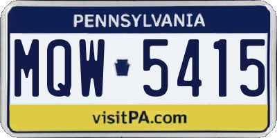 PA license plate MQW5415