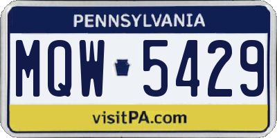 PA license plate MQW5429