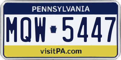 PA license plate MQW5447