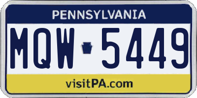 PA license plate MQW5449