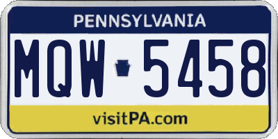 PA license plate MQW5458