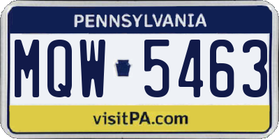 PA license plate MQW5463