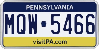 PA license plate MQW5466