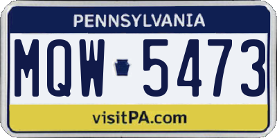 PA license plate MQW5473
