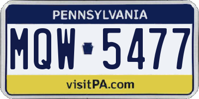 PA license plate MQW5477