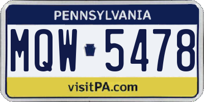 PA license plate MQW5478