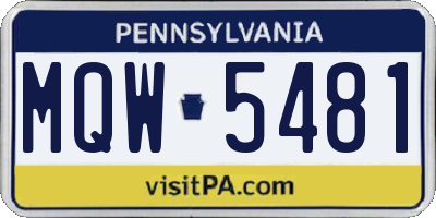 PA license plate MQW5481