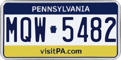 PA license plate MQW5482